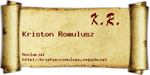 Kriston Romulusz névjegykártya